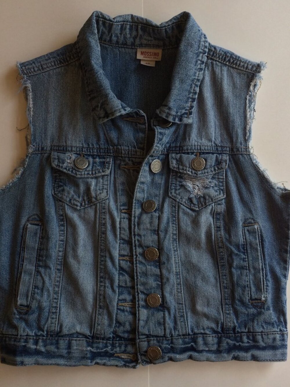Blue Jean Vest S Denim Trucker Button Cotton Boho Western Collared